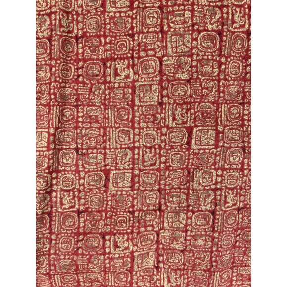 LL Bean Mens Aztec Mayan Cotton Short Sleeve Button-Down Shirt XL Tall XLT Red - Picture 8 of 9